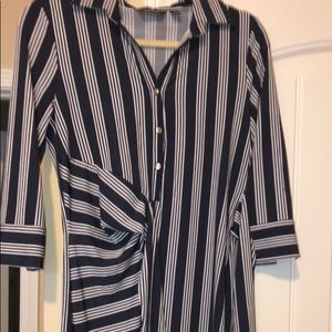 Striped blue tie dress